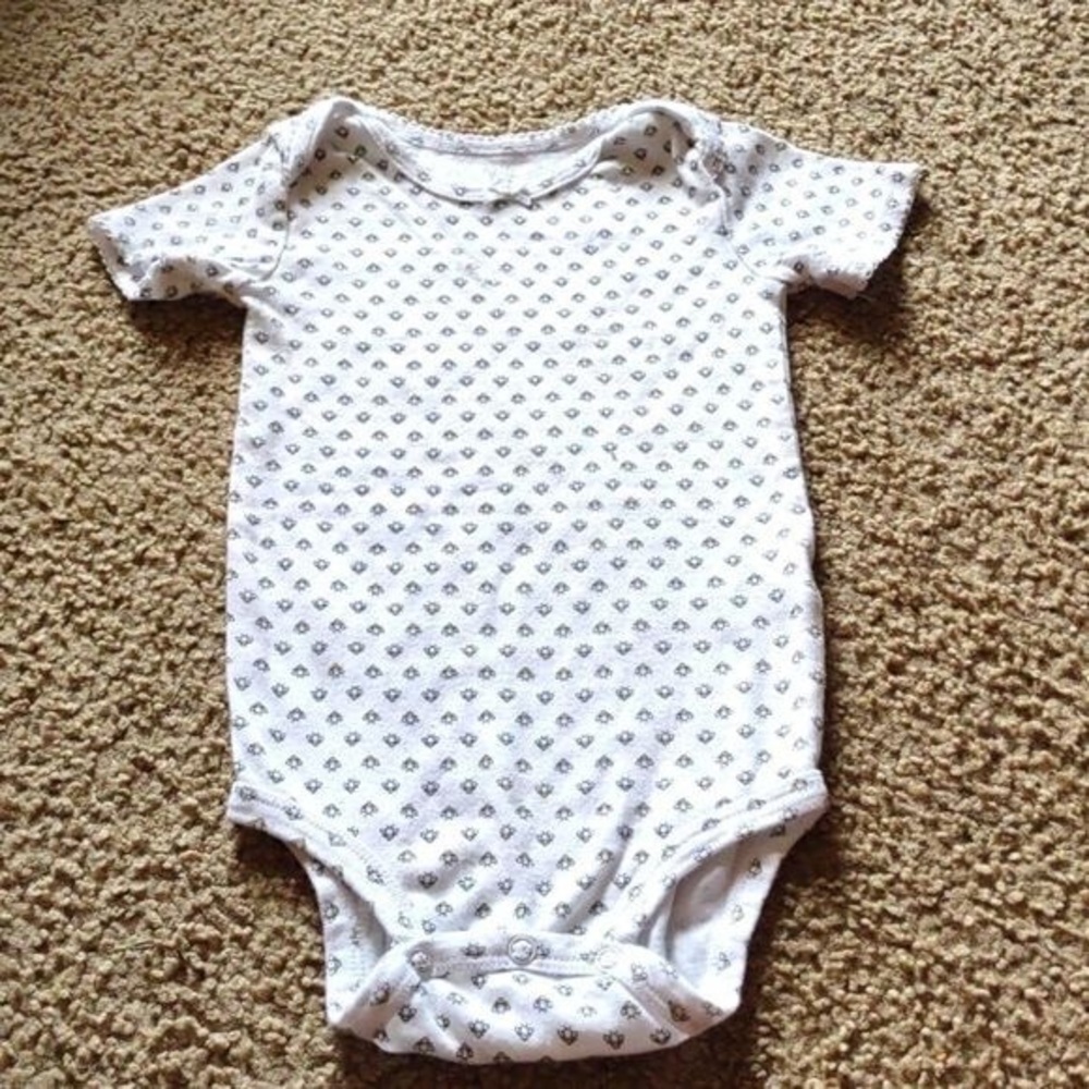 Carter's White Baby One-Piece with Gray Micro Print